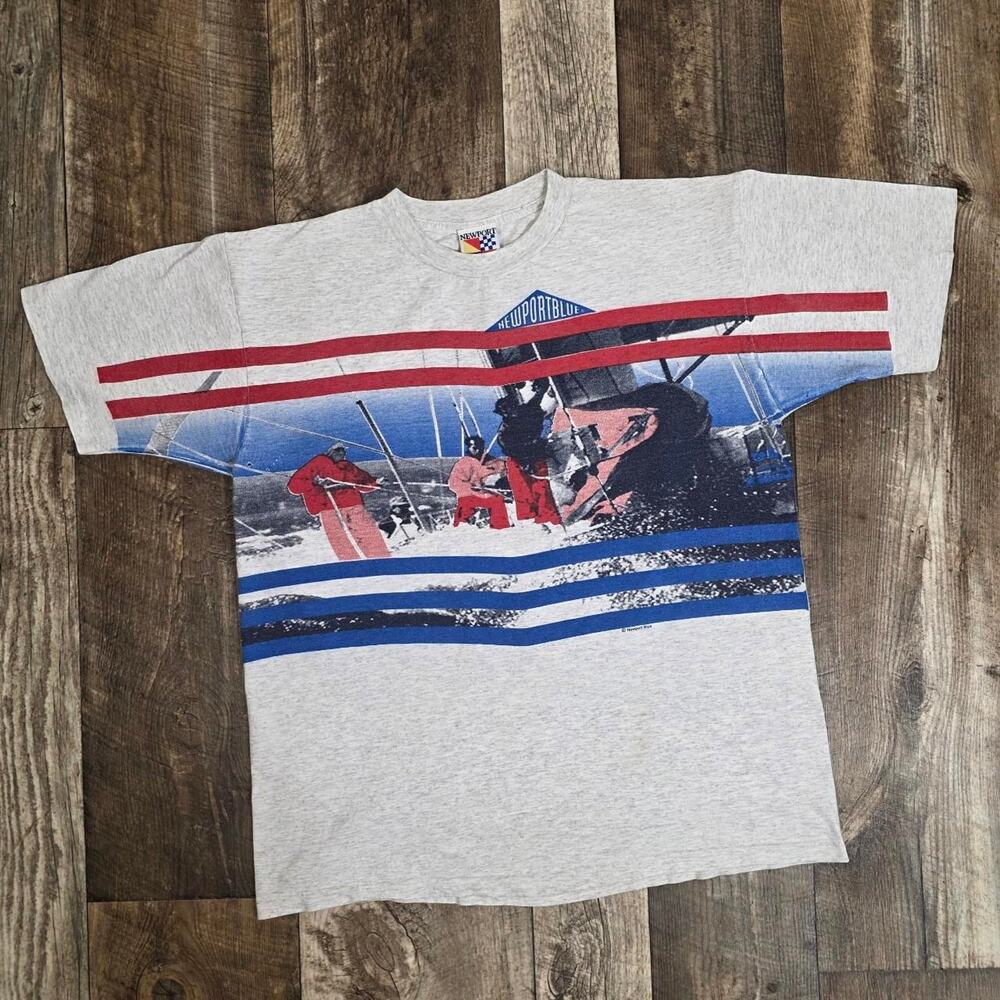 Vintage Sailing Graphic T-Shirt XL Made USA 90s Nautical Tee Single Stitch USA